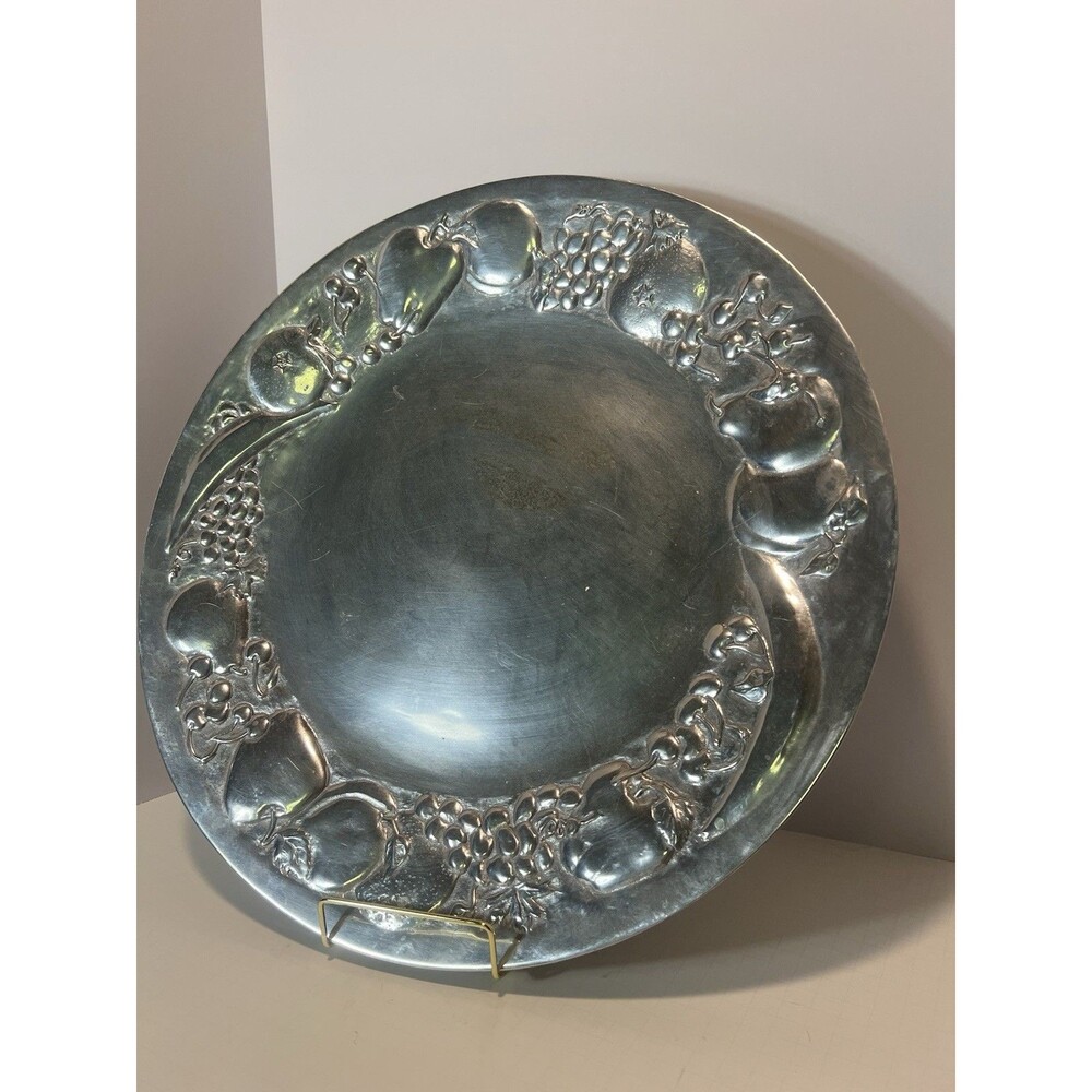 Large Wilton Armetale 16" Embossed Fruit Pattern Pewter Serving Bowl